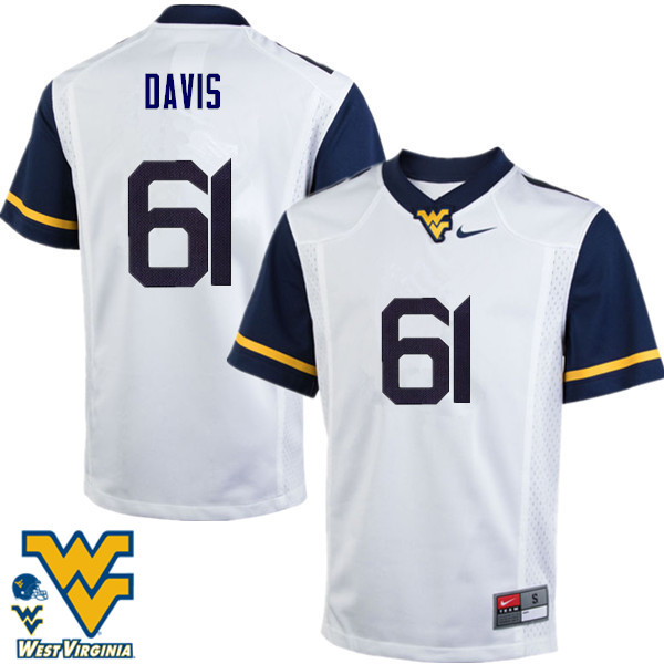 NCAA Men's Zach Davis West Virginia Mountaineers White #61 Nike Stitched Football College Authentic Jersey SF23P46DK
